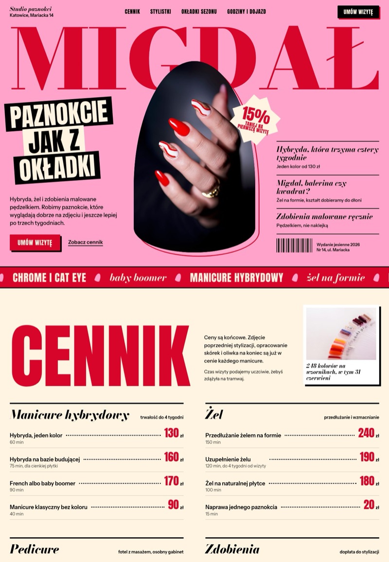 Przykładowa strona: Studio paznokci