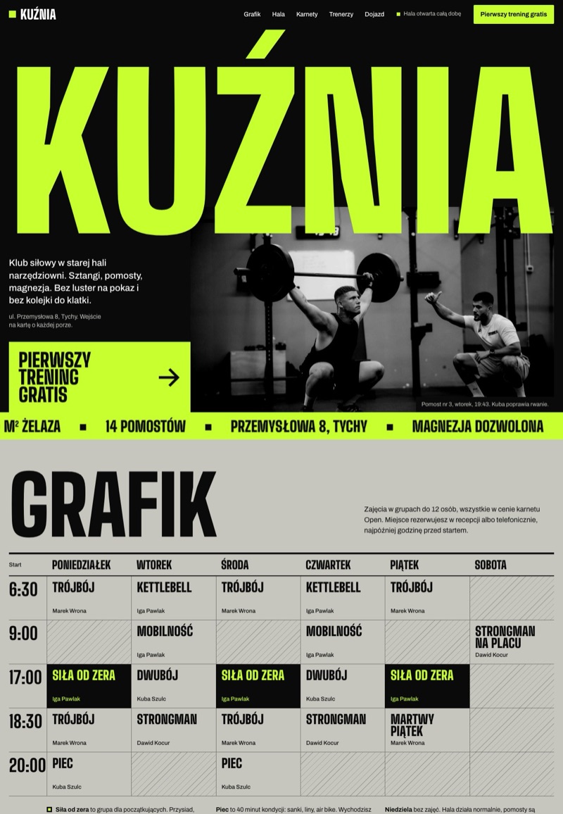 Przykładowa strona: Siłownia